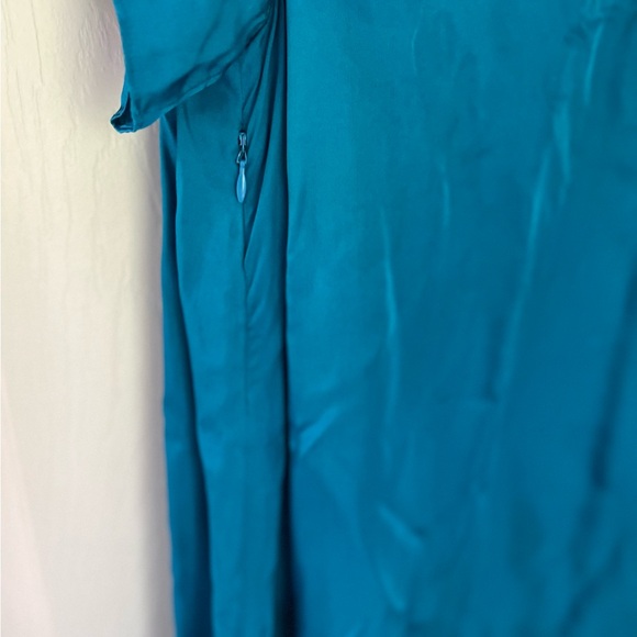 Cinq á Sept Minella Off-the-Shoulder Ruffled Satin Mini Dress in Teal - Picture 3 of 9